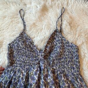 Trixxi Purple Floral Smocked Spaghetti Strap Mini Dress